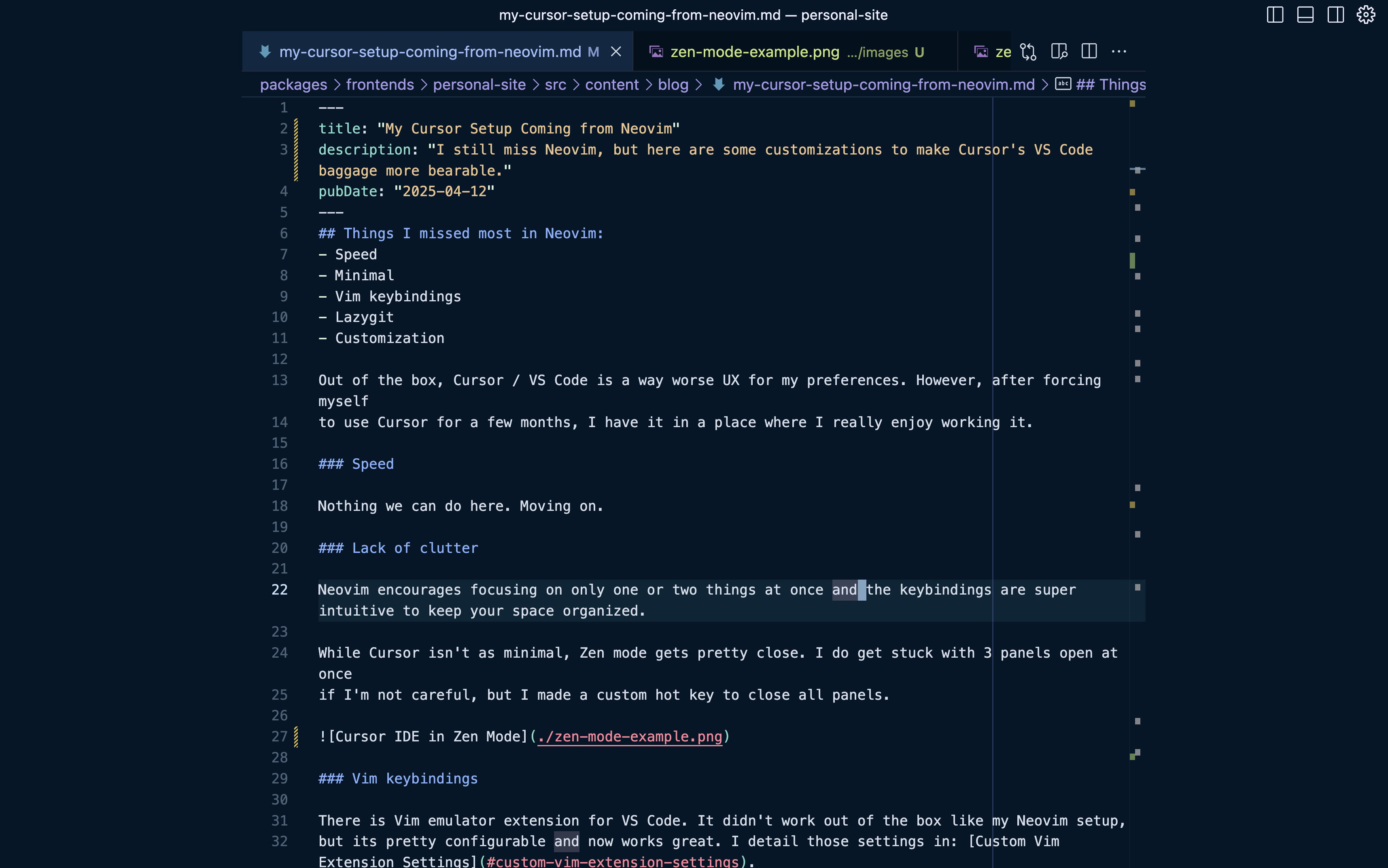 Cursor IDE in Zen Mode